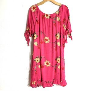 Anthropologie Pink Floral Mini Dress